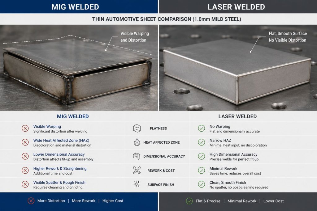 Laser welding distortion control for precision automotive assemblies and chassis fabrication
