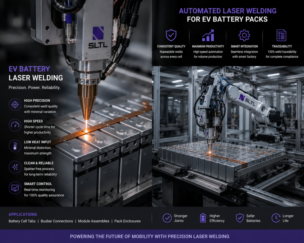 Laser welding machine for EV parts used in precision automotive battery and structural component manufacturing